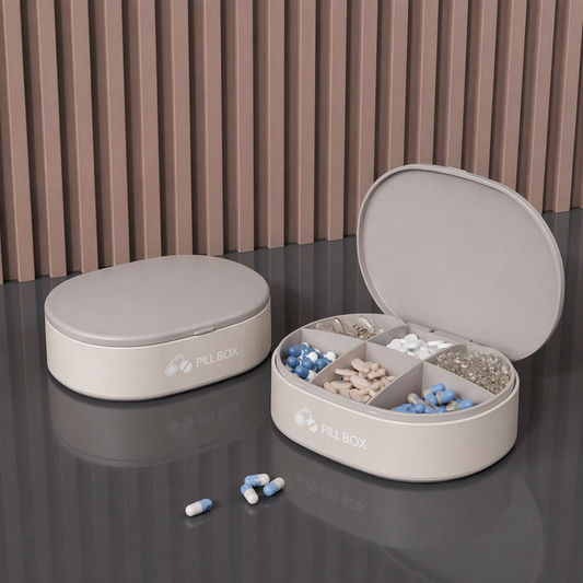 Pill Box — Grey lid + White body